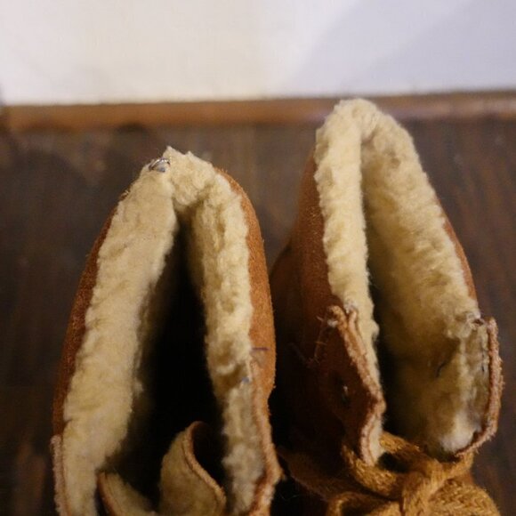 Vintage Leather Suede Town & Country Tan Ankle Boots Lace Up 7.5 Women's Booties - Picture 8 of 14